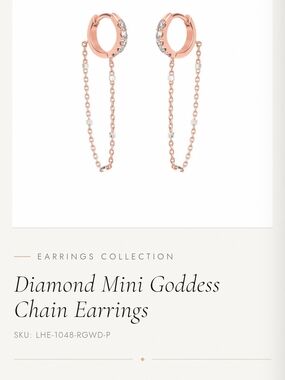 Logan Hollowell Mini Goddess Chain Earrings with Diamonds- Rose Gold
